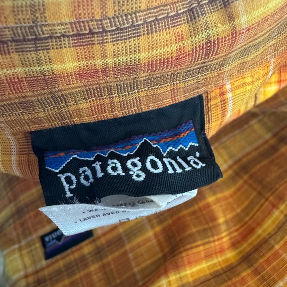 Patagonia Men's Yellow Plaid Button Down Shirt - Picture 3 of 5